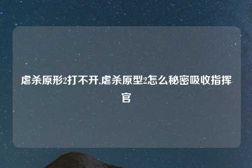 虐杀原形2打不开,虐杀原型2怎么秘密吸收指挥官