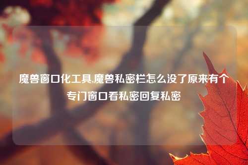 魔兽窗口化工具,魔兽私密栏怎么没了原来有个专门窗口看私密回复私密