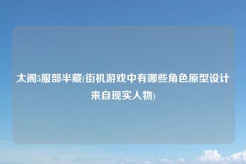 太阁5服部半藏(街机游戏中有哪些角色原型设计来自现实人物)