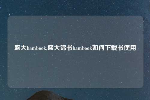 盛大bambook,盛大锦书bambook如何下载书使用