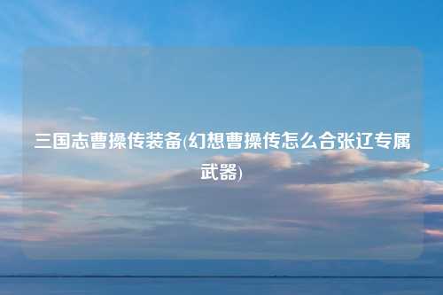 三国志曹操传装备(幻想曹操传怎么合张辽专属武器)