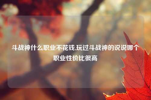 斗战神什么职业不花钱,玩过斗战神的说说哪个职业性价比很高