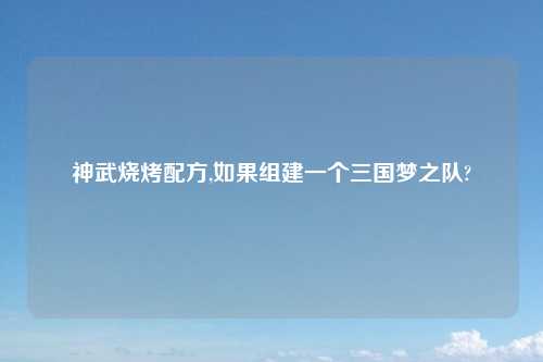 神武烧烤配方,如果组建一个三国梦之队?