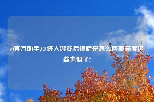 cf官方助手,CF进入游戏后很暗是怎么回事亮度这些也调了?