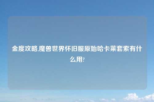 金度攻略,魔兽世界怀旧服原始哈卡莱套索有什么用?