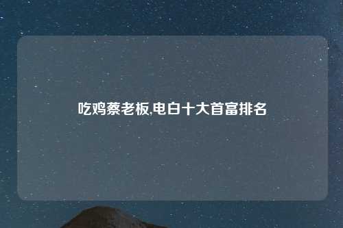 吃鸡蔡老板,电白十大首富排名