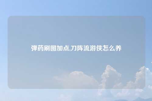 弹药刷图加点,刀阵流游侠怎么养