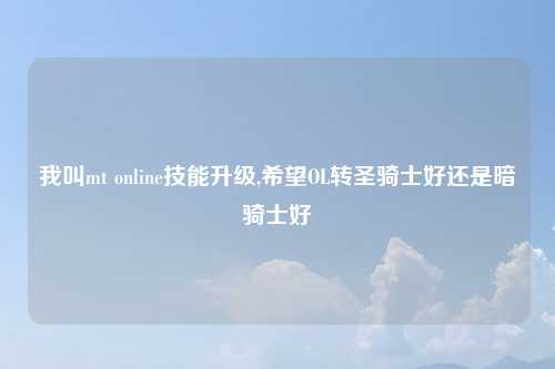 我叫mt online技能升级,希望OL转圣骑士好还是暗骑士好