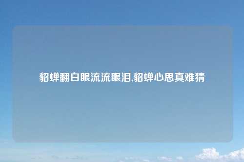 貂蝉翻白眼流流眼泪,貂蝉心思真难猜