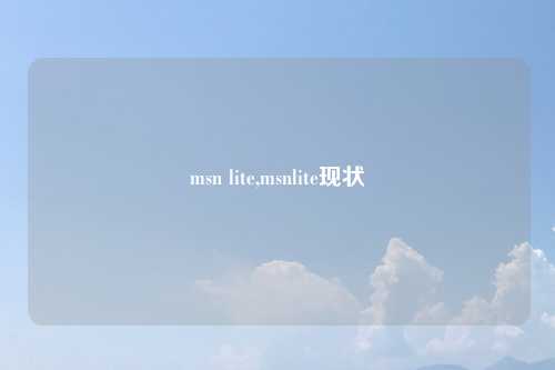 msn lite,msnlite现状