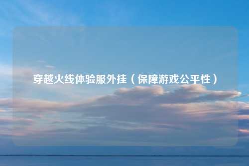 穿越火线体验服外挂（保障游戏公平性）