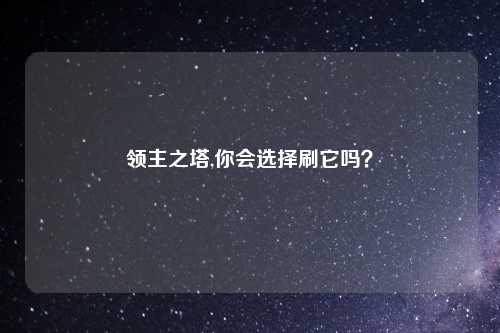 领主之塔,你会选择刷它吗？