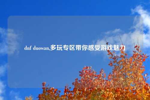 dnf duowan,多玩专区带你感受游戏魅力