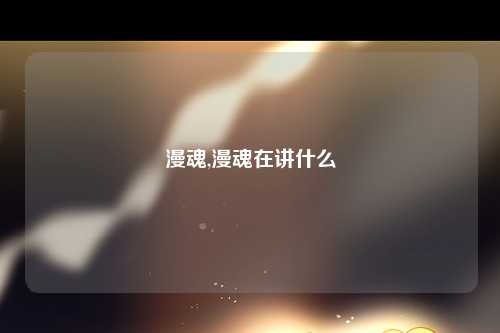 漫魂,漫魂在讲什么