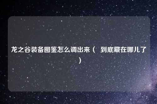 龙之谷装备图鉴怎么调出来（  到底藏在哪儿了）