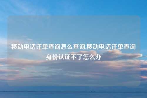 移动电话详单查询怎么查询,移动电话详单查询身份认证不了怎么办