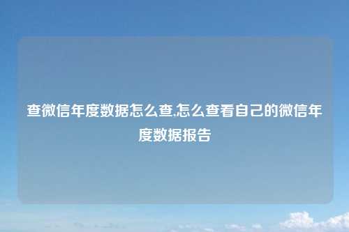 查微信年度数据怎么查,怎么查看自己的微信年度数据报告