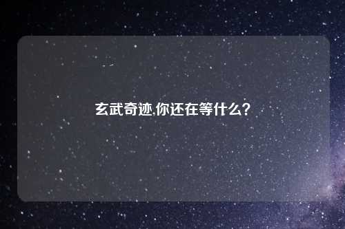 玄武奇迹,你还在等什么？