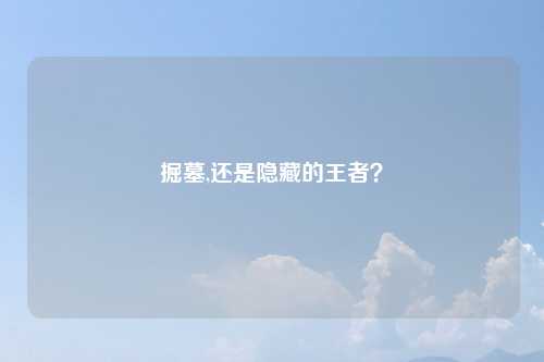 掘墓,还是隐藏的王者？