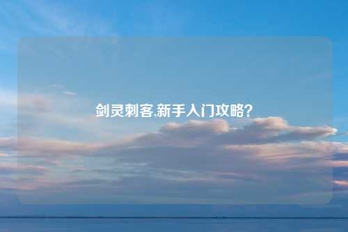 剑灵刺客,新手入门攻略？