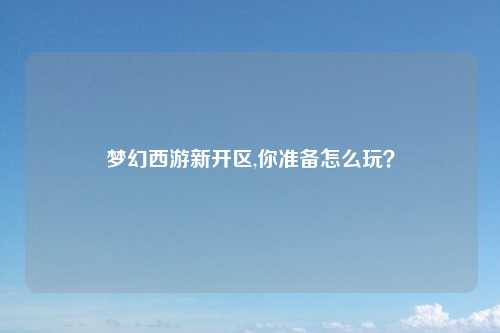 梦幻西游新开区,你准备怎么玩？