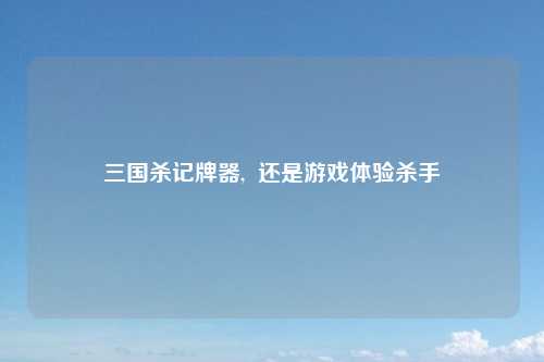 三国杀记牌器,  还是游戏体验杀手