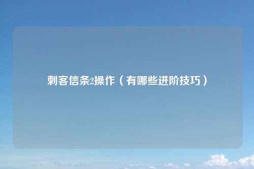 刺客信条2操作（有哪些进阶技巧）