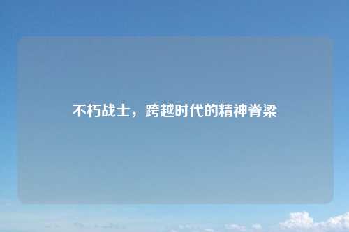 不朽战士，跨越时代的精神脊梁