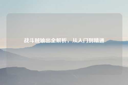 战斗贼输出全解析,从入门到精通