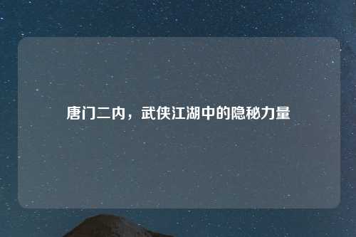 唐门二内，武侠江湖中的隐秘力量