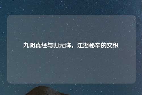 九阴真经与归元阵，江湖秘辛的交织