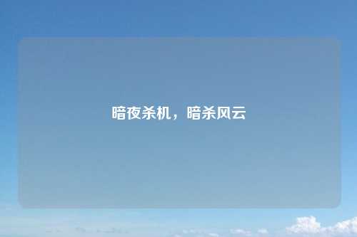 暗夜杀机,暗杀风云