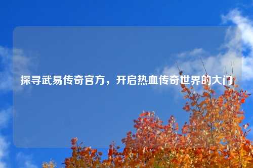 探寻武易传奇官方，开启热血传奇世界的大门