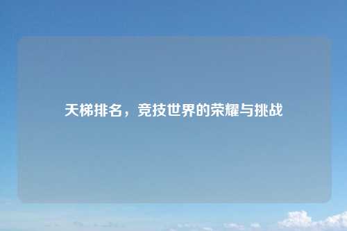 天梯排名，竞技世界的荣耀与挑战