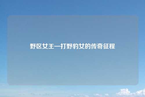 野区女王—打野豹女的传奇征程