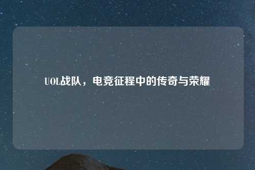 UOL战队，电竞征程中的传奇与荣耀