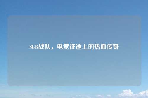 SGB战队，电竞征途上的热血传奇