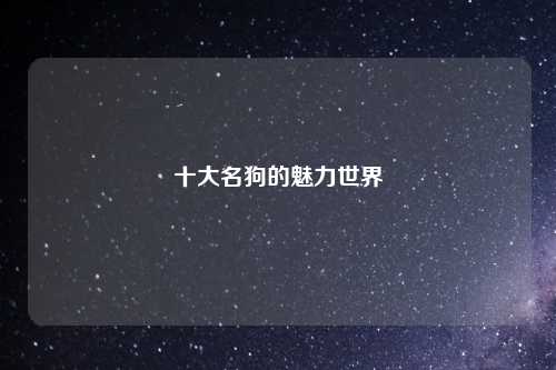 十大名狗的魅力世界
